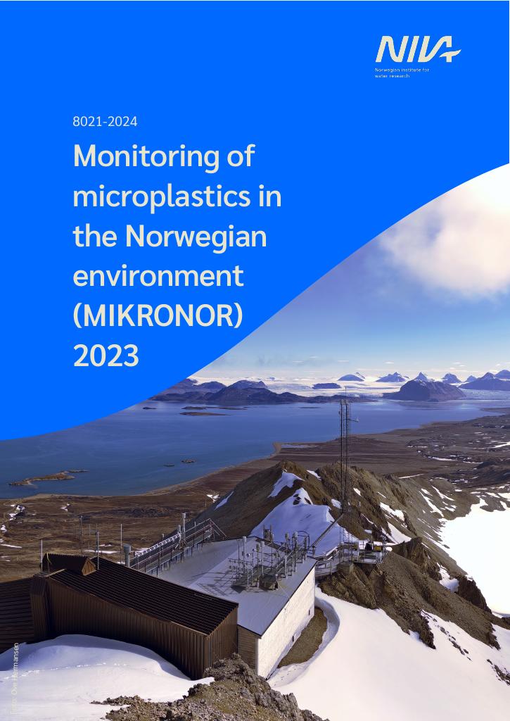 Forsiden av dokumentet Monitoring of microplastics in the Norwegian environment (MIKRONOR) 2023