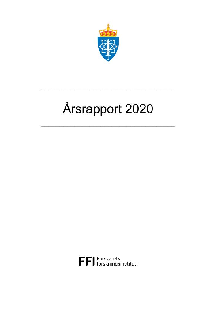 Forsiden av dokumentet Årsrapport Forsvarets forskningsinstitutt 2020