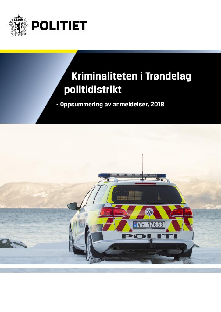 Forsiden av dokumentet Kriminaliteten i Trøndelag politidistrikt 2018