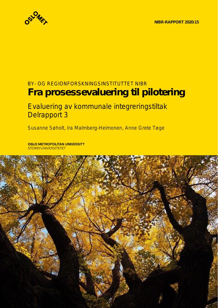 Forsiden av dokumentet Fra prosessevaluering til pilotering