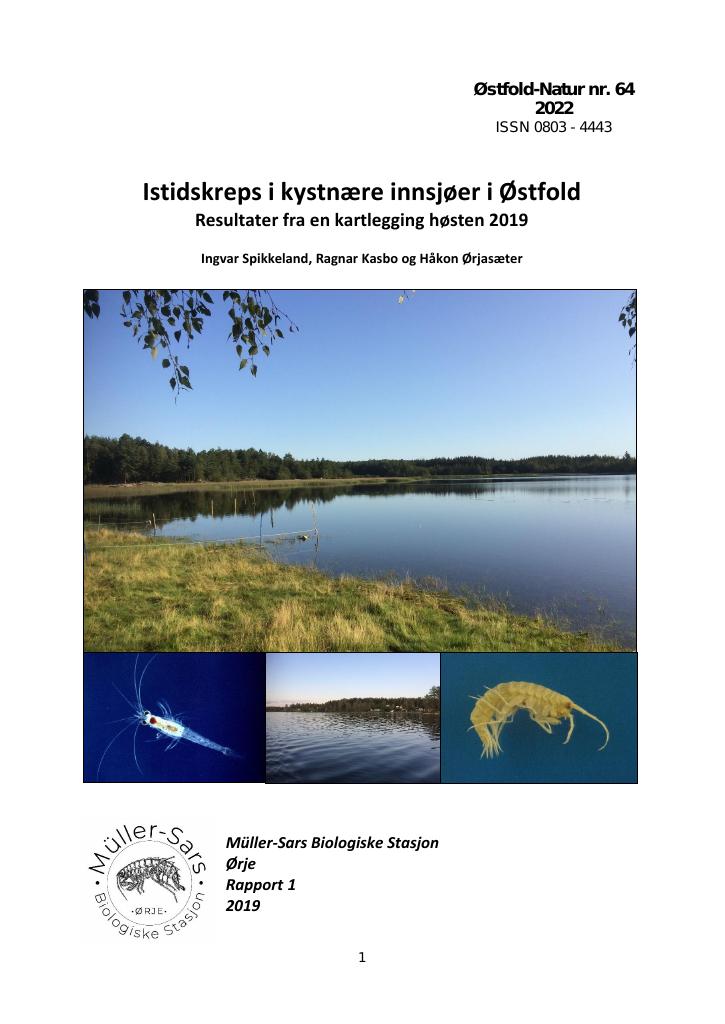 Forsiden av dokumentet Istidskreps i kystnære innsjøer i Østfold