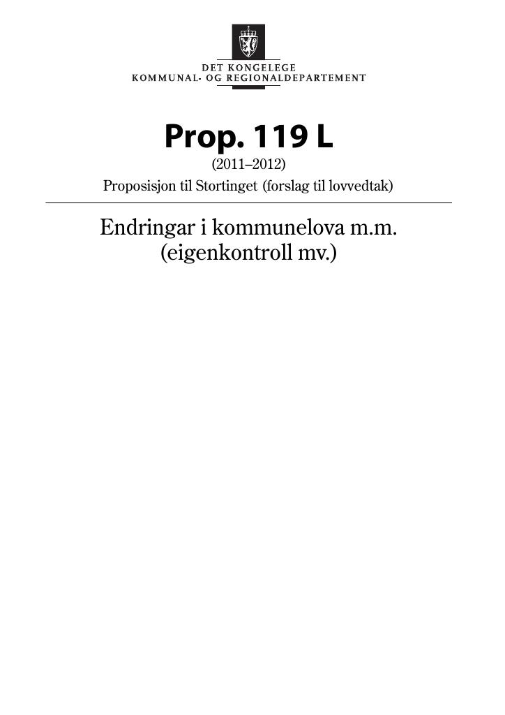 Forsiden av dokumentet Prop. 119 L (2011–2012)