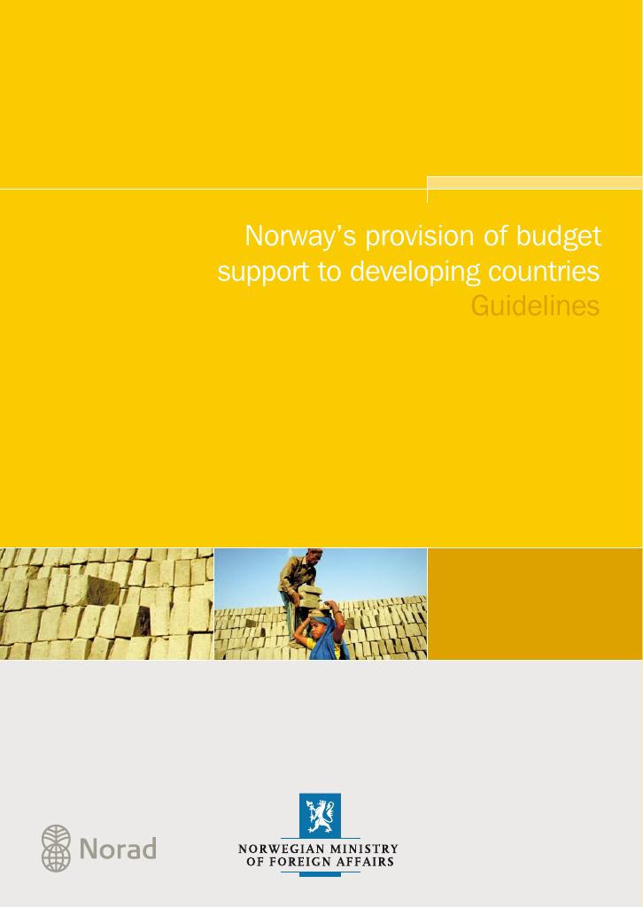 Forsiden av dokumentet Norway’s provision of budget support to developing countries : guidelines
