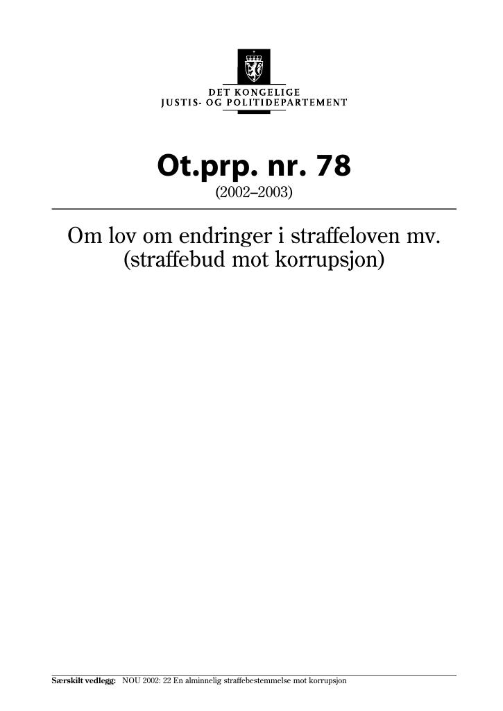 Forsiden av dokumentet Ot.prp. nr. 78 (2002-2003)