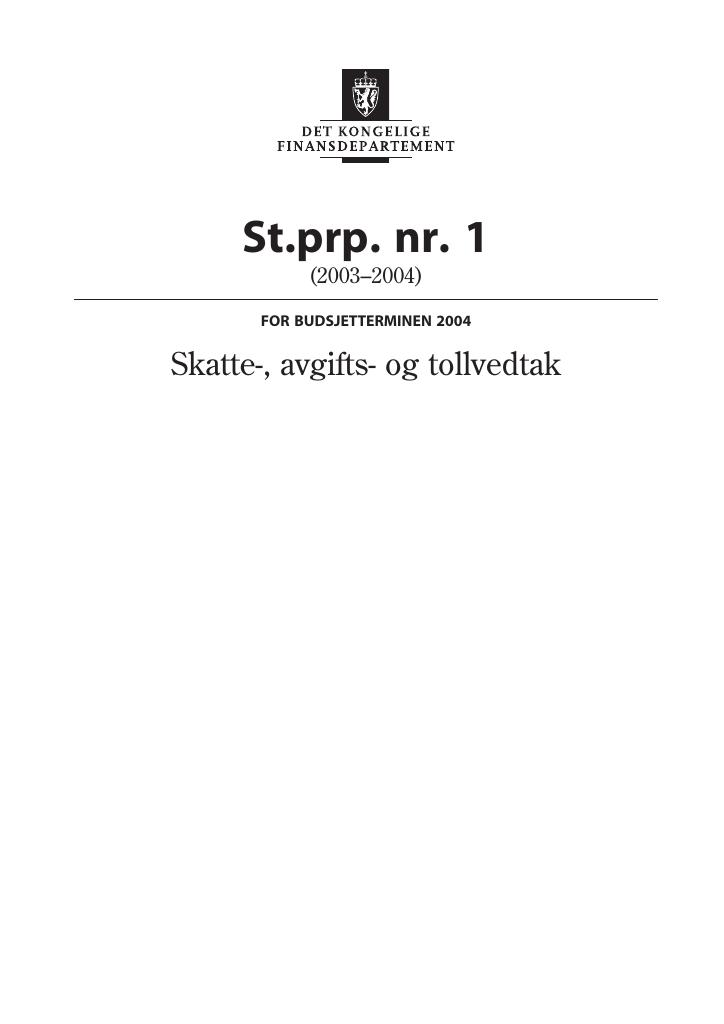 Forsiden av dokumentet St.prp. nr. 1 (2003-2004)