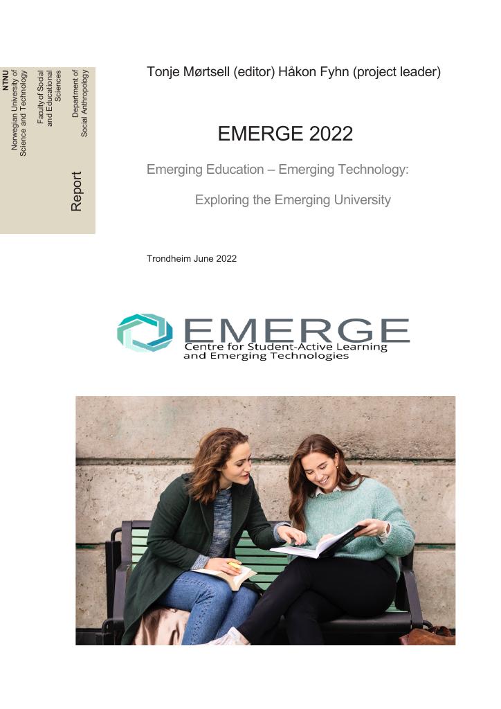 Forsiden av dokumentet EMERGE 2022 : Emerging Education – Emerging Technology:  Exploring the Emerging University