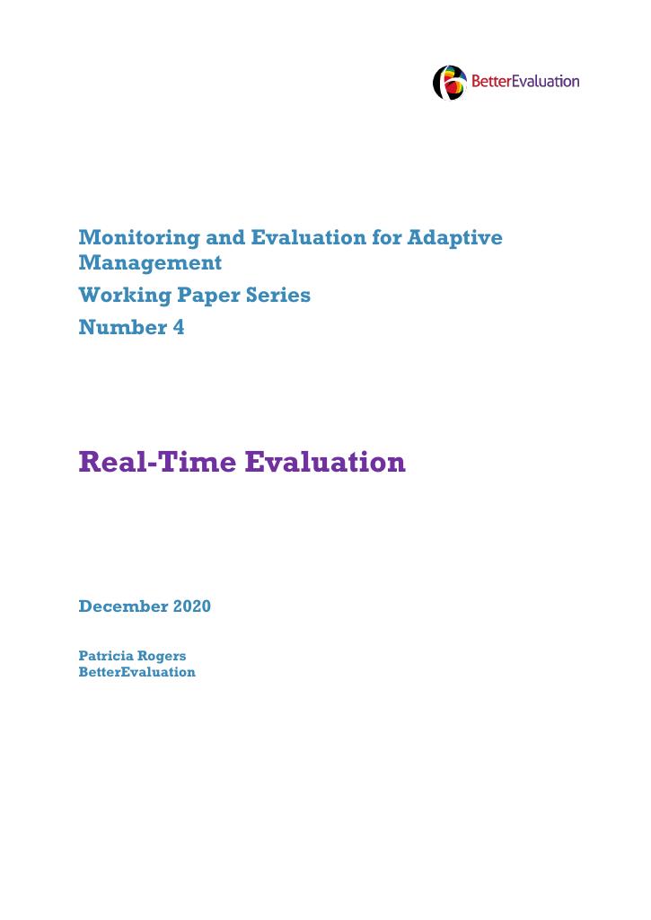 Forsiden av dokumentet Real-Time Evaluation