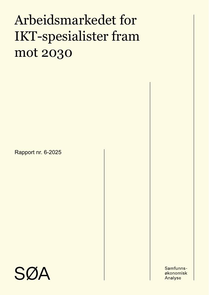 Forsiden av dokumentet Arbeidsmarkedet for IKT-spesialister fram mot 2030