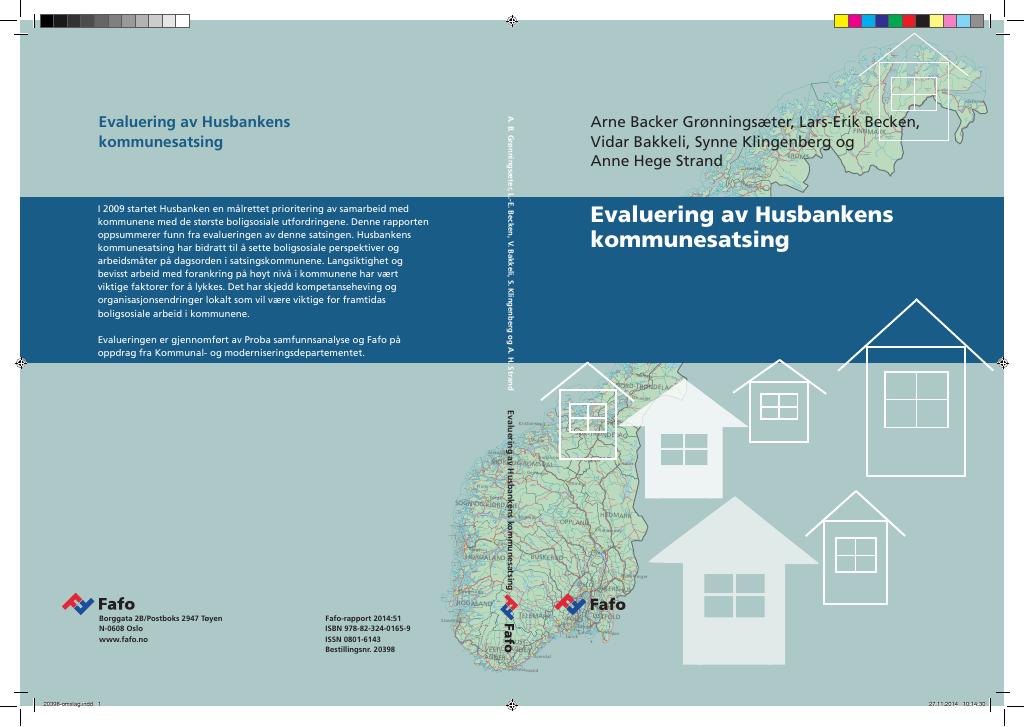 Forsiden av dokumentet Evaluering av Husbankens kommunesatsing (2014)