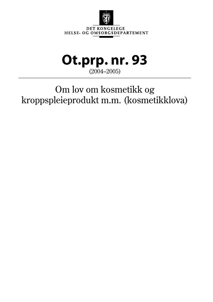 Forsiden av dokumentet Ot.prp. nr. 93 (2004-2005)
