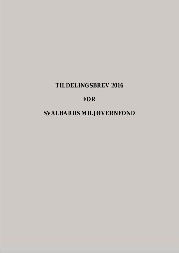 Forsiden av dokumentet Tildelingsbrev