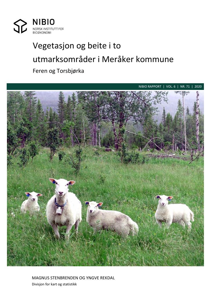 Forsiden av dokumentet Vegetasjon og beite i to utmarksområder i Meråker kommune : Feren og Torsbjørka