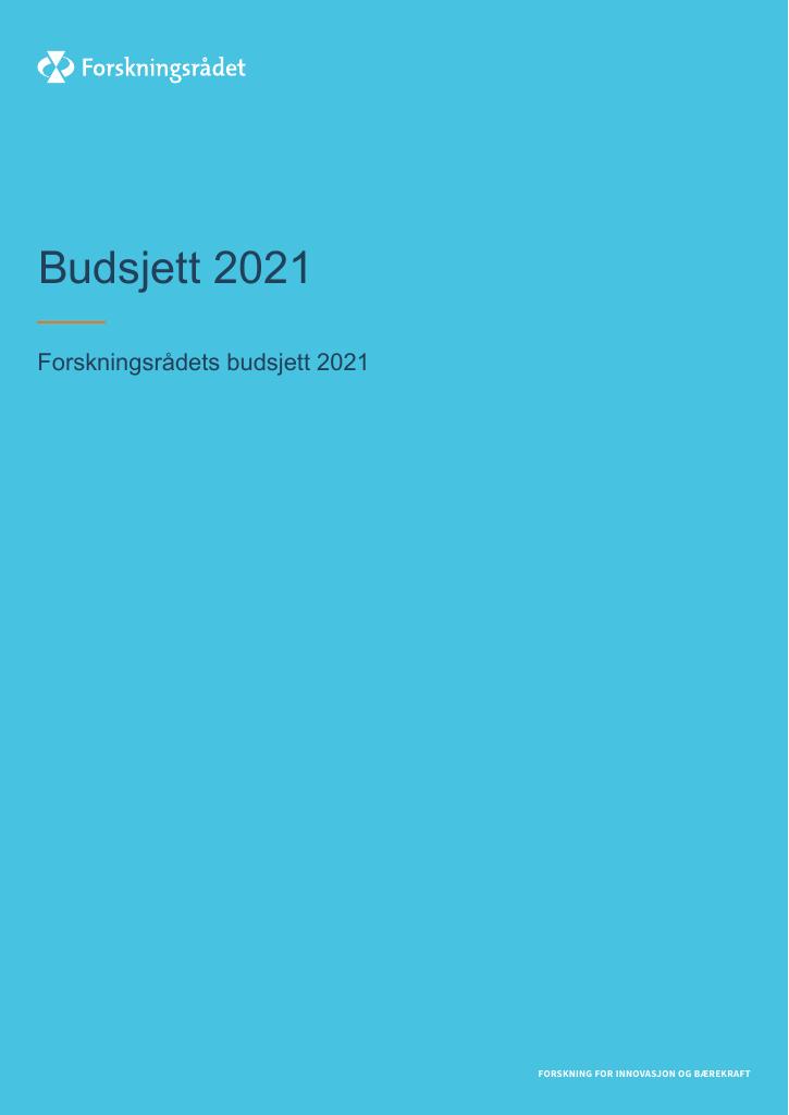 Forsiden av dokumentet Forskningsrådets budsjett 2021
