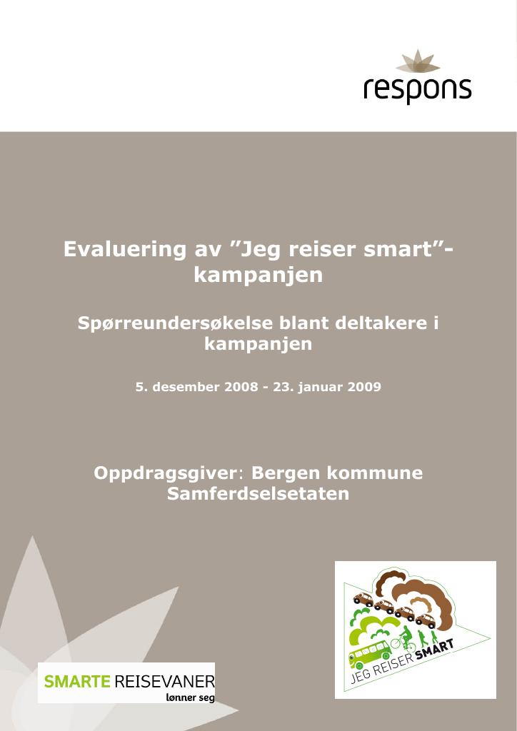 Forsiden av dokumentet Evaluering av ”Jeg reiser smart”- kampanjen