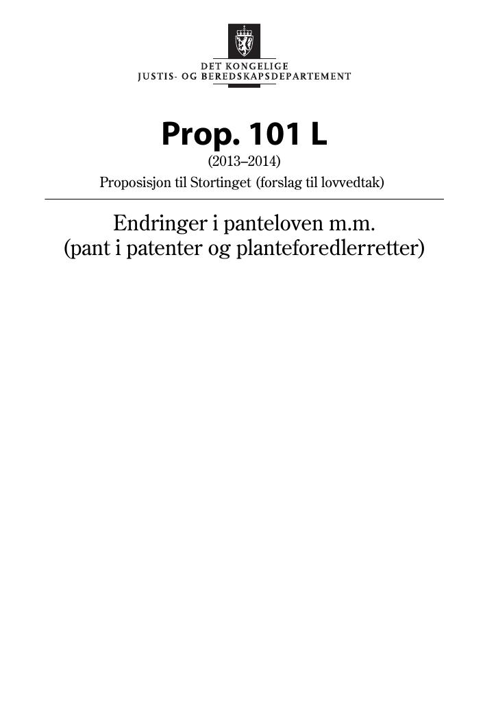 Forsiden av dokumentet Prop. 101 L (2013–2014)