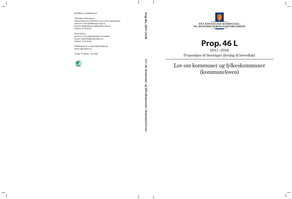 Forsiden av dokumentet Prop. 46 L (2017–2018)