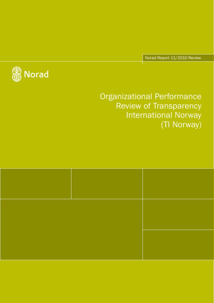 Forsiden av dokumentet Organizational Performance Review of Transparency International Norway (TI Norway)