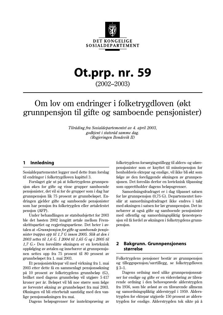 Forsiden av dokumentet Ot.prp. nr. 59 (2002-2003)