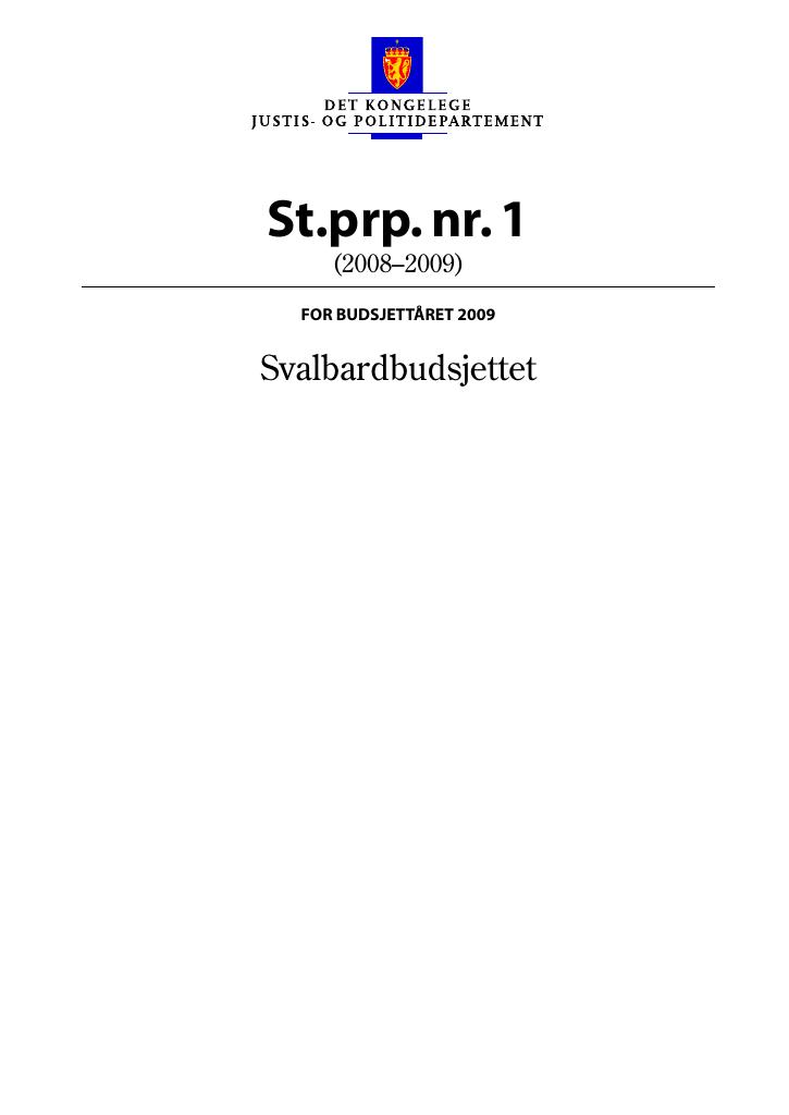 Forsiden av dokumentet St.prp. nr. 1 (2008-2009)