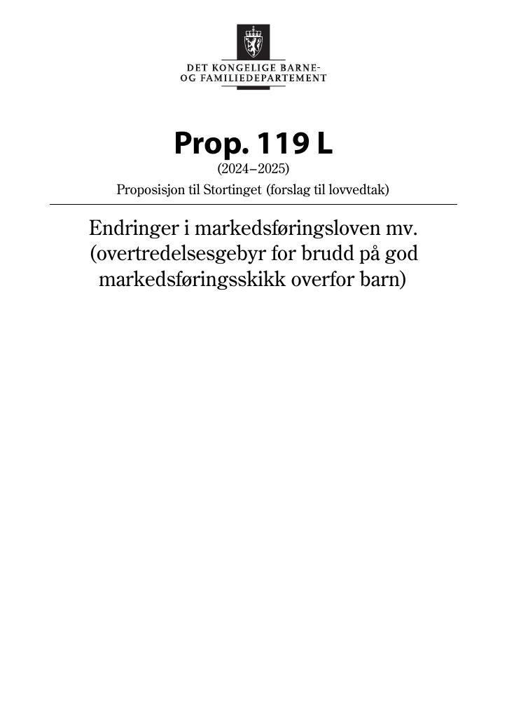 Forsiden av dokumentet Prop. 119 L (2024–2025)
