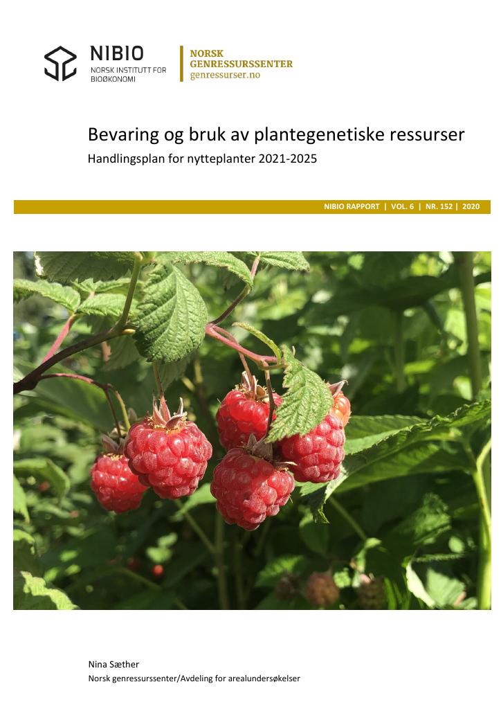 Forsiden av dokumentet Bevaring og bruk av plantegenetiske ressurser - Handlingsplan for nytteplanter 2021-2025