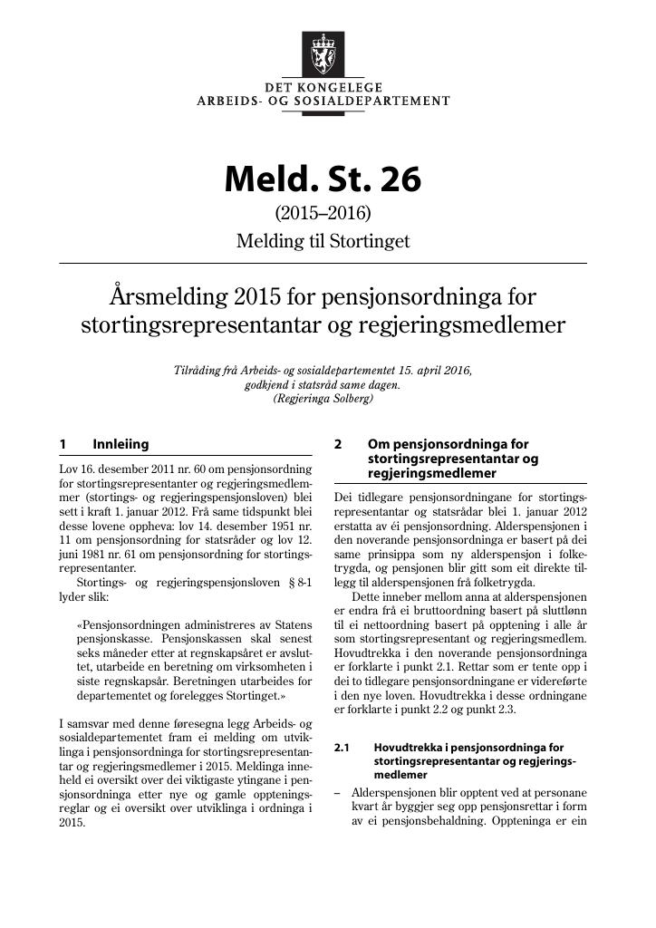 Forsiden av dokumentet Meld. St. 26 (2015–2016)