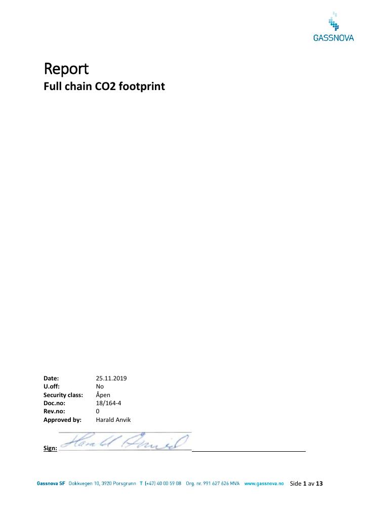 Forsiden av dokumentet Full chain CO2 footprint
