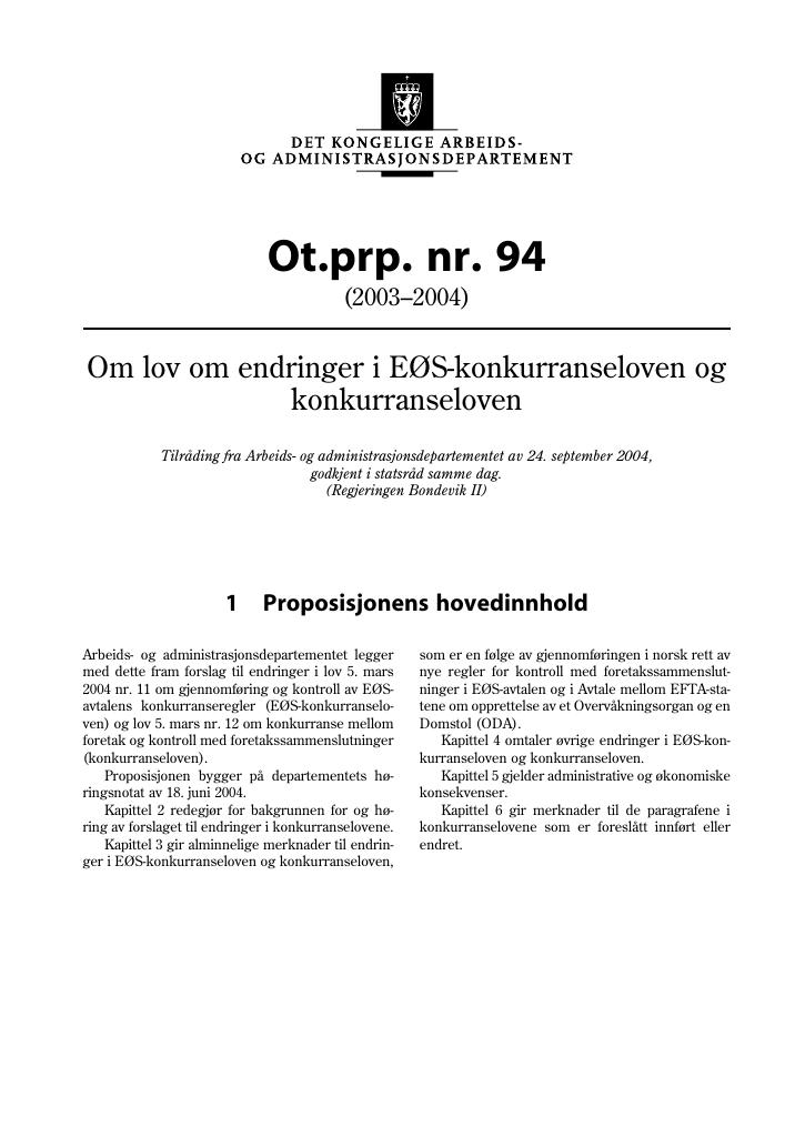 Forsiden av dokumentet Ot.prp. nr. 94 (2003-2004)