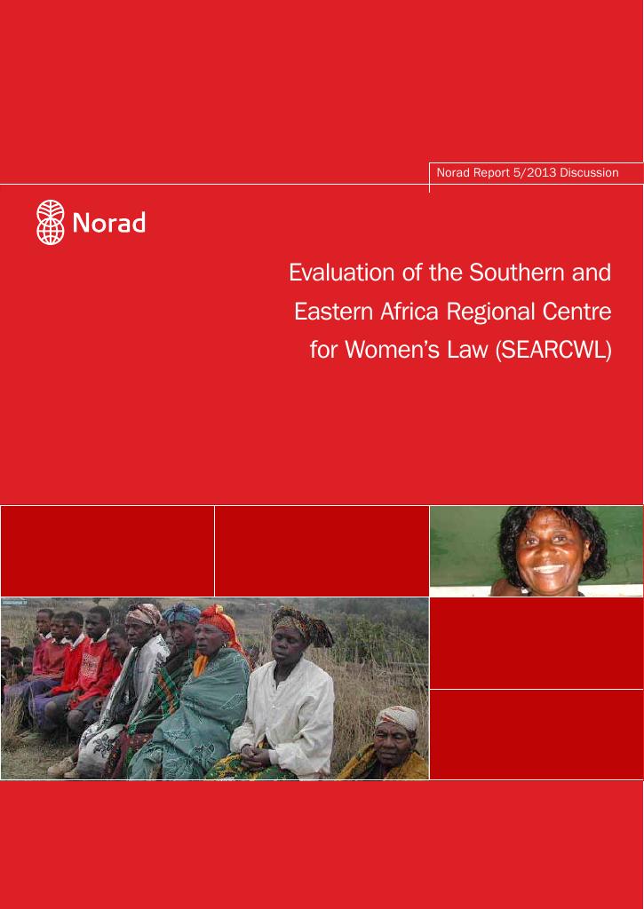 Forsiden av dokumentet Evaluation of the Southern and Eastern Africa Regional Centre for Women’s Law (SEARCWL)