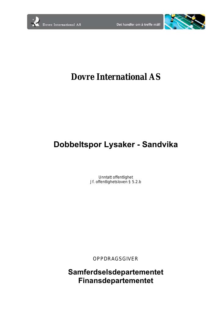 Forsiden av dokumentet Dobbeltspor Lysaker - Sandvika