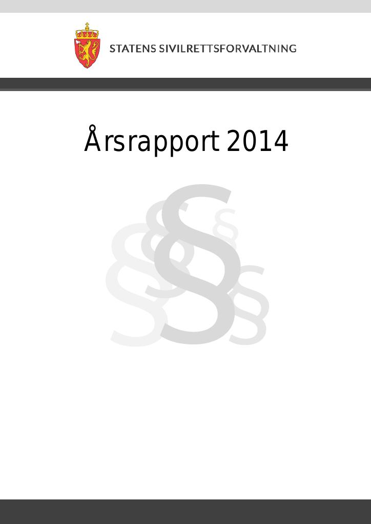 Forsiden av dokumentet Årsrapport Statens sivilrettsforvaltning 2014