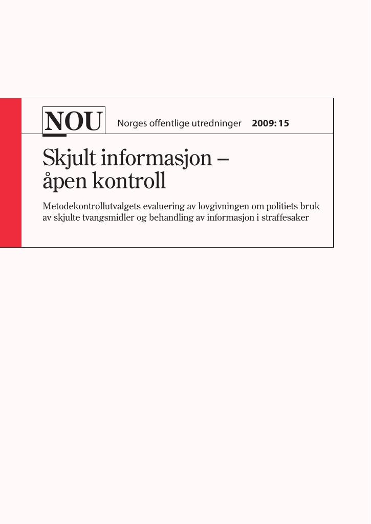Forsiden av dokumentet Skjult informasjon - åpen kontroll