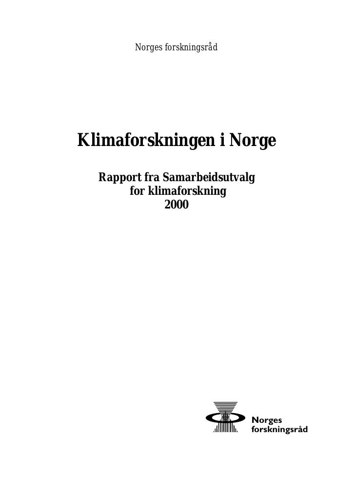 Forsiden av dokumentet Klimaforskningen i Norge