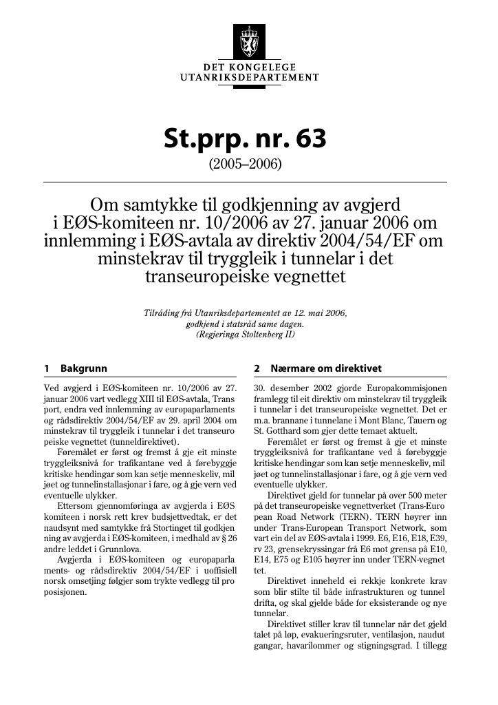 Forsiden av dokumentet St.prp. nr. 63 (2005-2006)