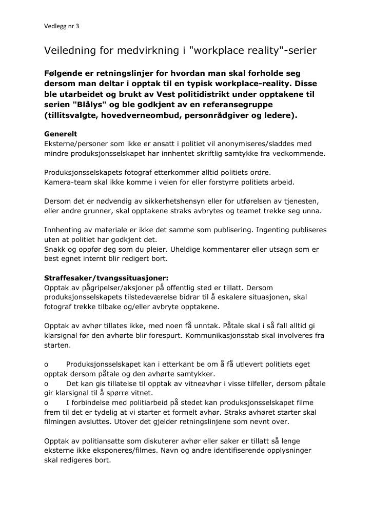 Forsiden av dokumentet Veiledning for medvirkning i workplace reality-serier