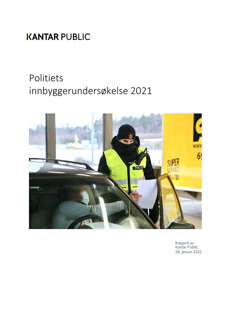 Forsiden av dokumentet Politiets innbyggerundersøkelse 2021