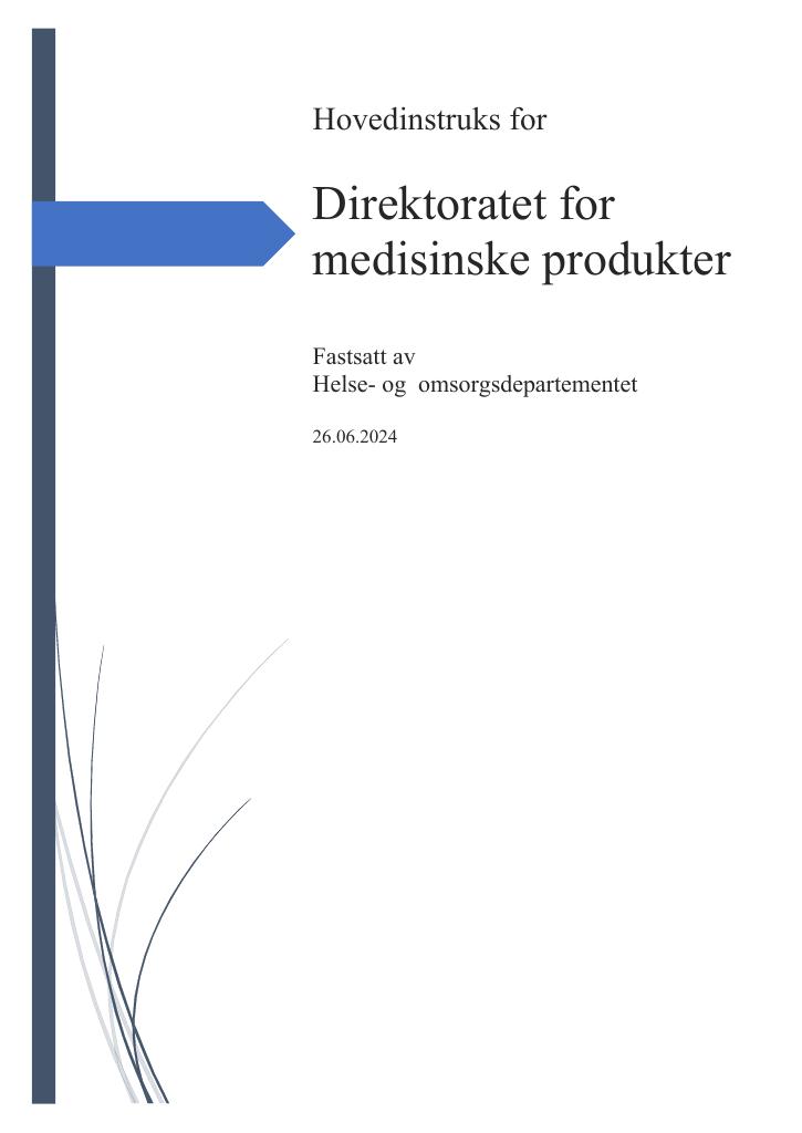 Forsiden av dokumentet Hovedinstruks for DMP
