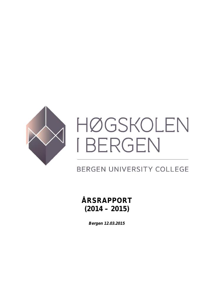 Forsiden av dokumentet Årsrapport Høgskolen i Bergen 2014