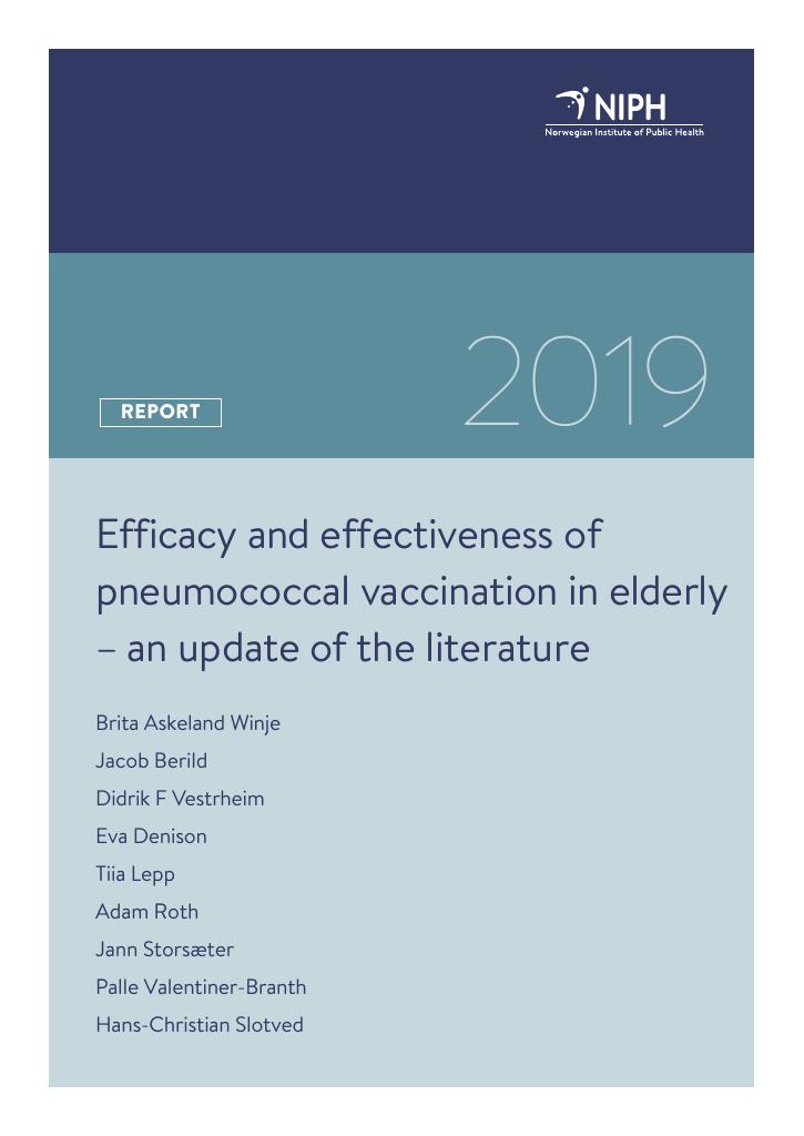 Forsiden av dokumentet Efficacy and effectiveness of pneumococcal vaccination in elderly : an update of the literature