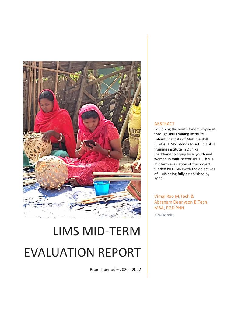 Forsiden av dokumentet LIMS Mid-Term Evaluation Report