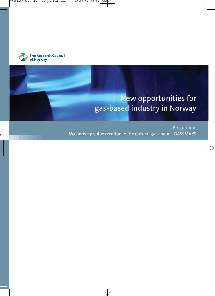 Forsiden av dokumentet New opportunities for gas-based industry in Norway