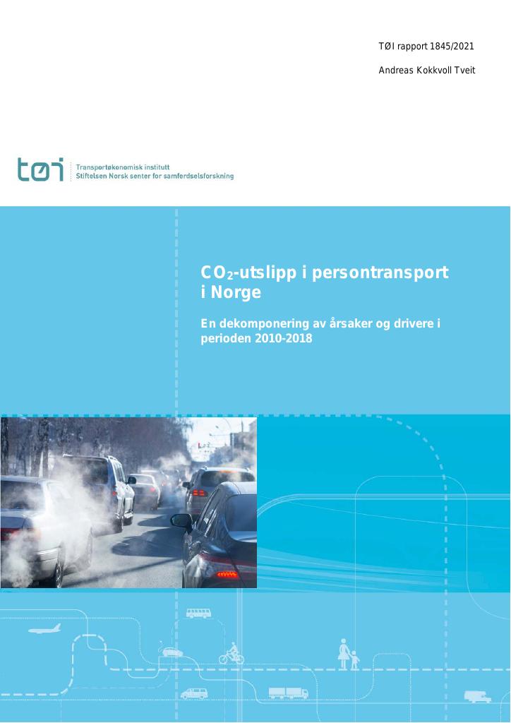 Forsiden av dokumentet CO2-utslipp fra persontransport i Norge : En dekomponering av årsaker og drivere i perioden 2010-2018