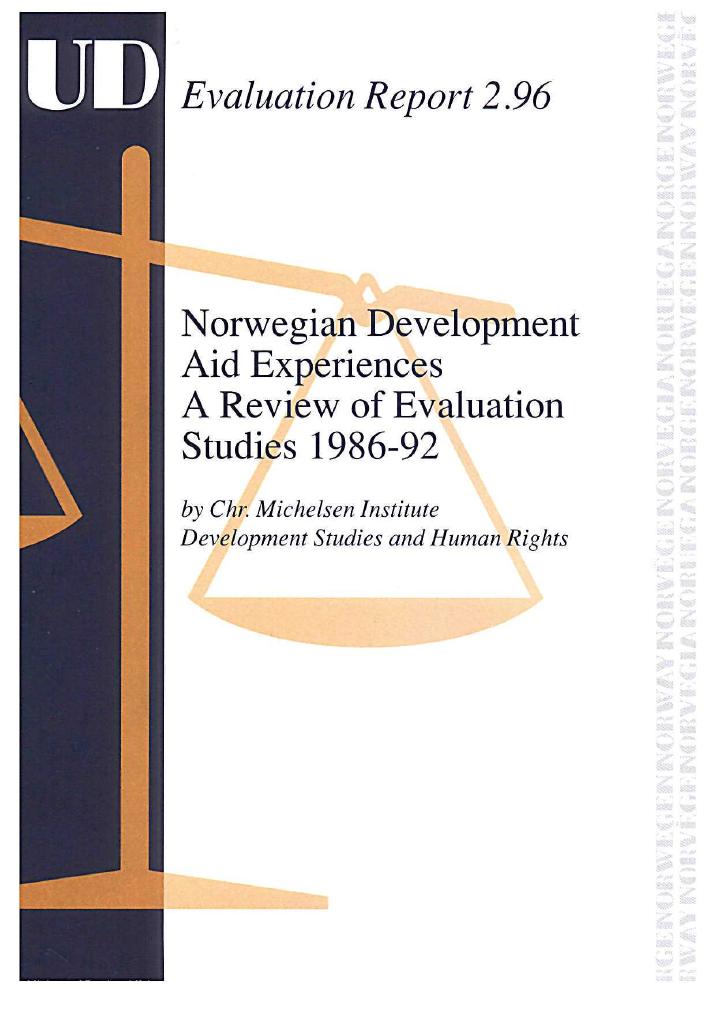 Forsiden av dokumentet Norwegian Development Aid Experiences A Review of Evaluation Studies 1986-92