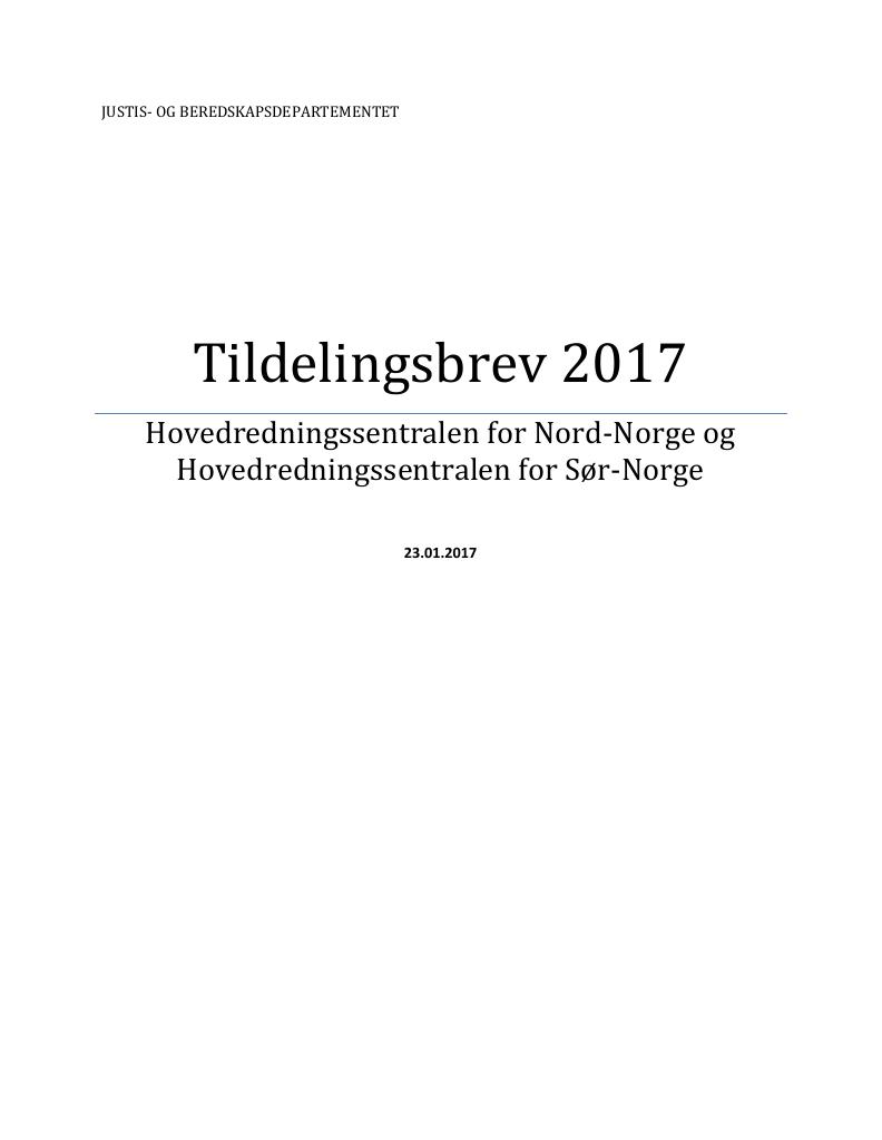 Forsiden av dokumentet Tildelingsbrev (PDF)