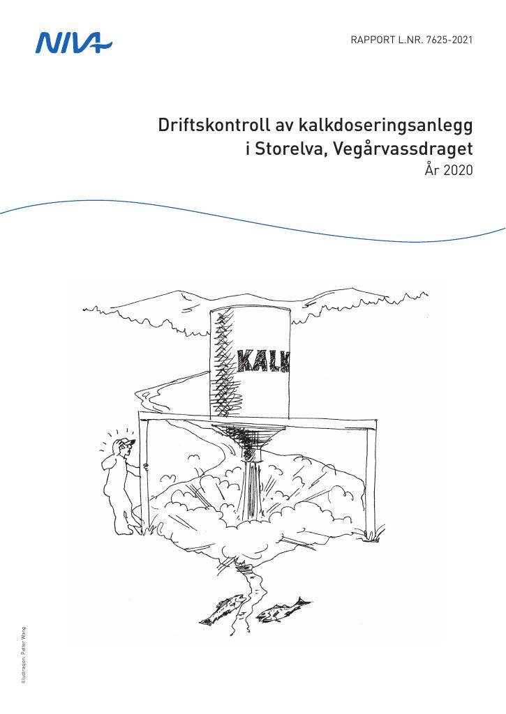 Forsiden av dokumentet Driftskontroll av kalkdoseringsanlegg i Storelva, Vegårvassdraget År 2020