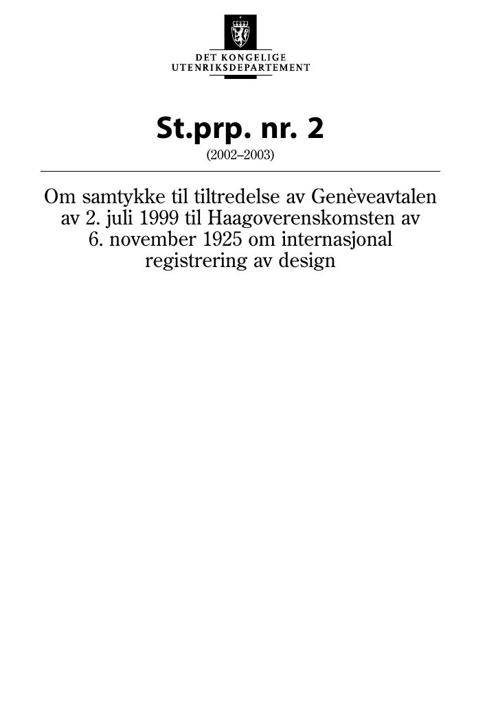 Forsiden av dokumentet St.prp. nr. 2 (2002-2003)