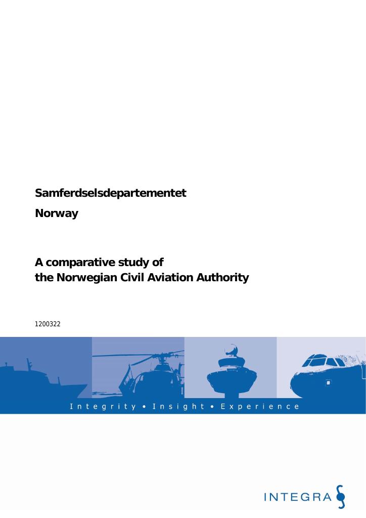 Forsiden av dokumentet A comparative study of the Norwegian Civil Aviation Authority