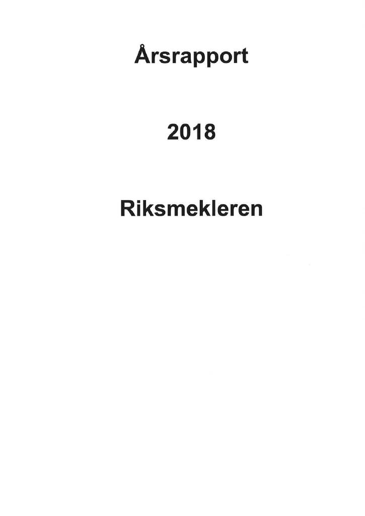 Forsiden av dokumentet Årsrapport Riksmekleren 2018