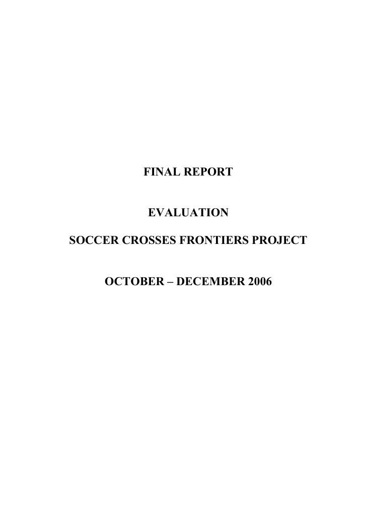 Forsiden av dokumentet Evaluation Soccer Crosses Frontiers Project
