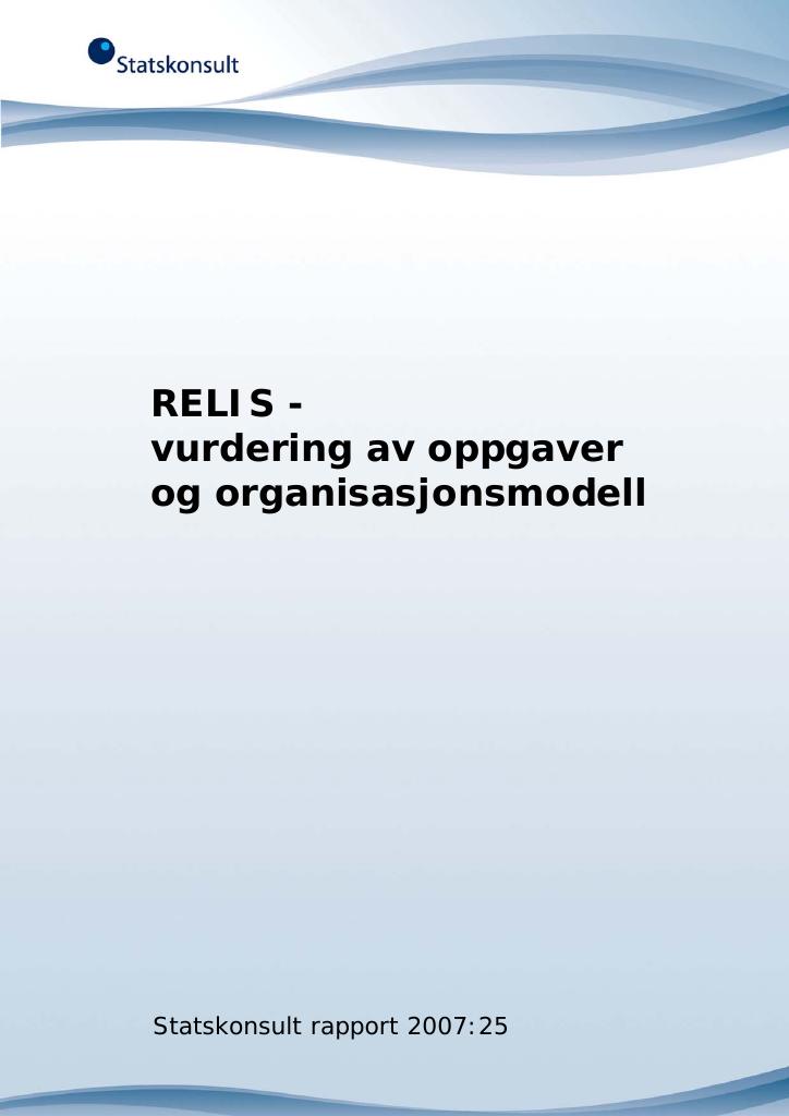 Forsiden av dokumentet RELIS